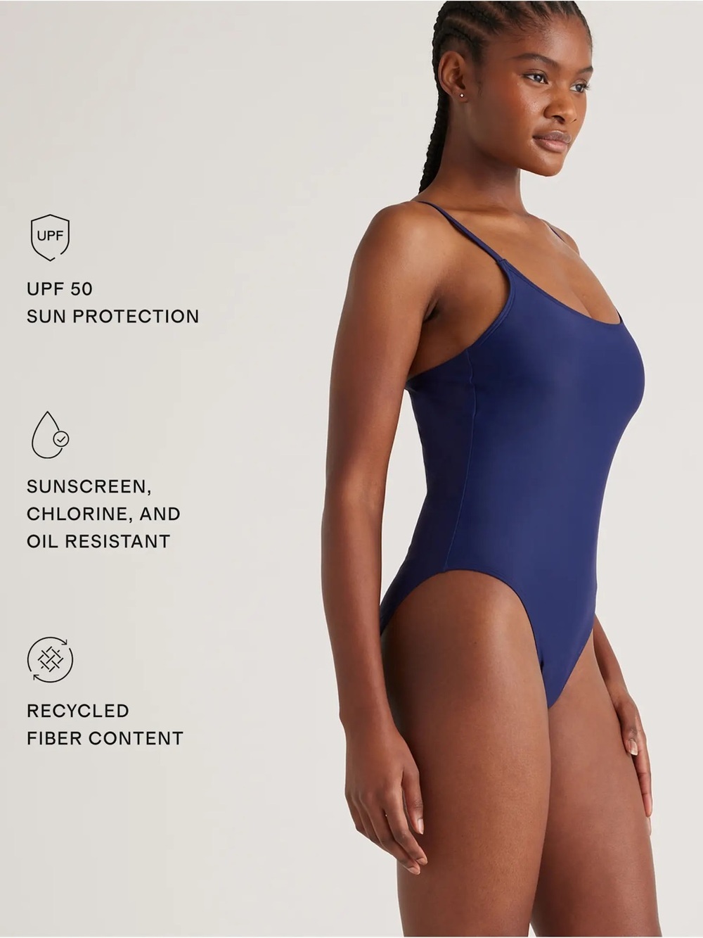 🆕 Quince Italian One-Piece Swimsuit Cami Deep Navy Size L